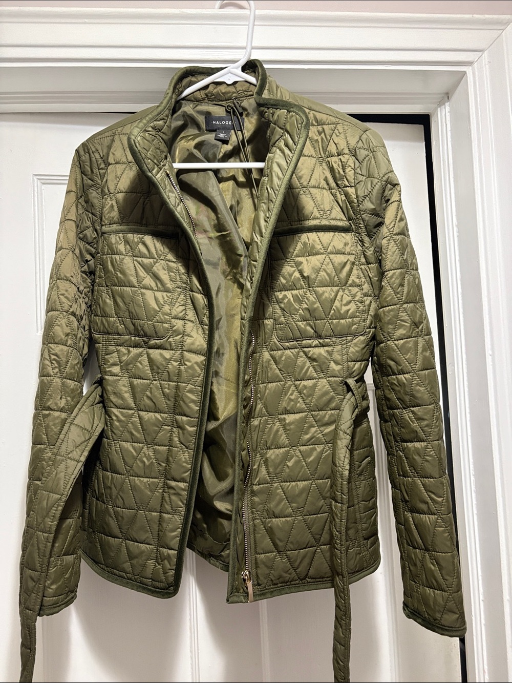 Halogen Olive Quilted Lightweight Puffer Jacket